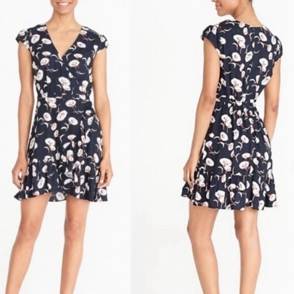 🥑5/$25 J Crew Mercantile floral faux wrap ruffle dress 2